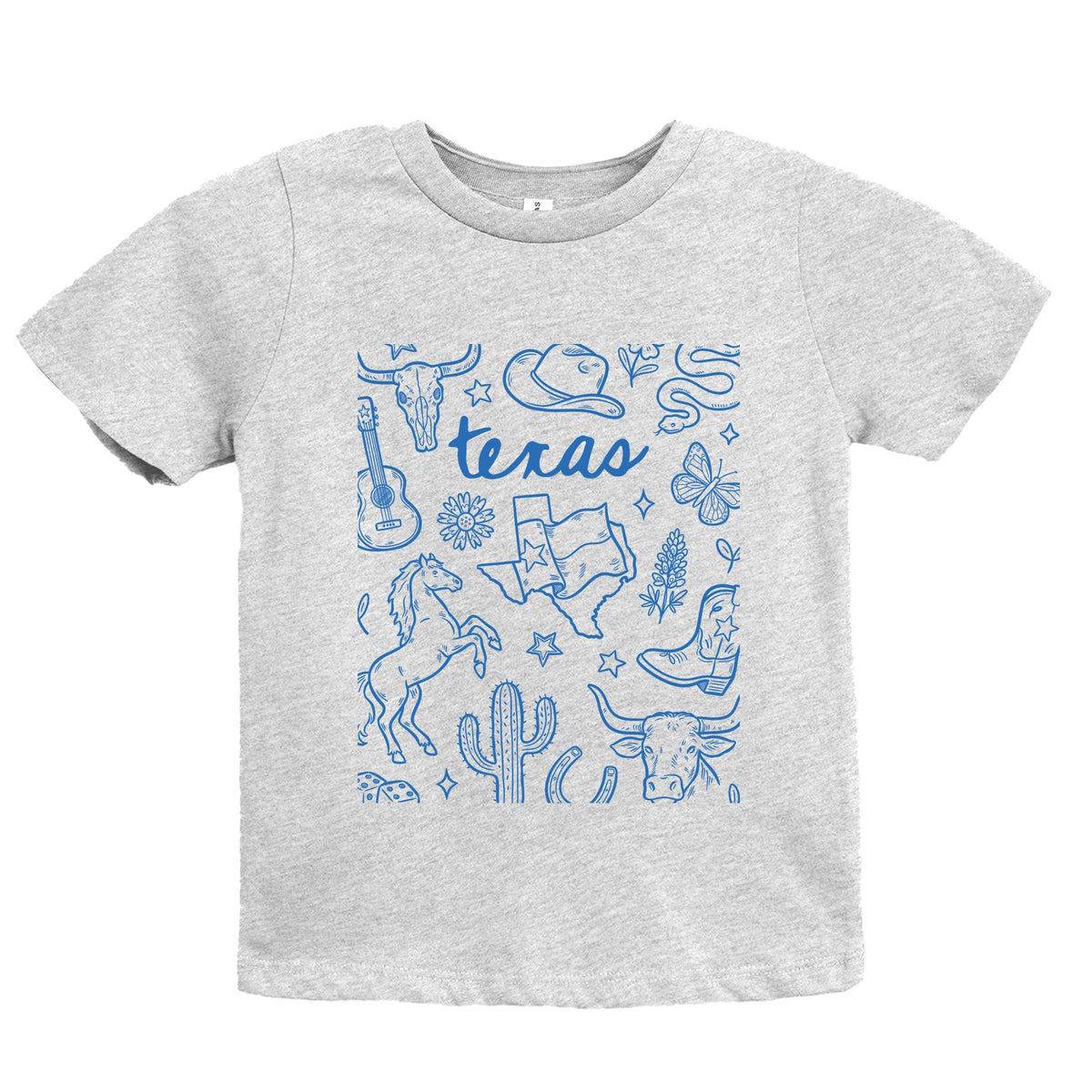 Texas Sketched Collage - Youth Short Sleeve Graphic T-Shirt