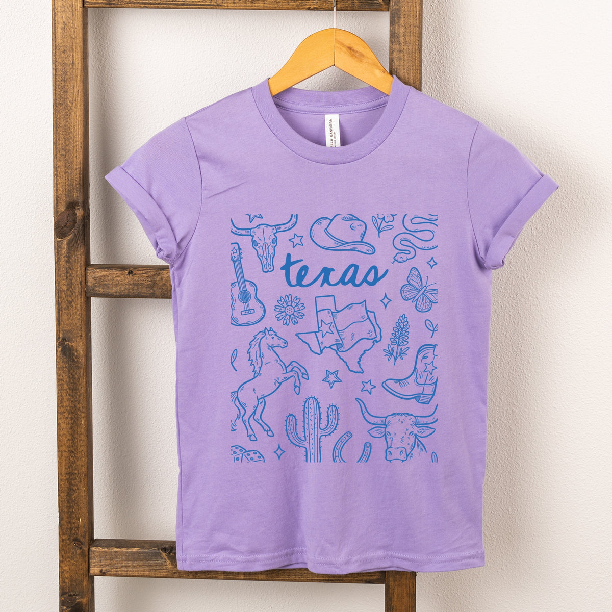Texas Sketched Collage - Youth Short Sleeve Graphic T-Shirt