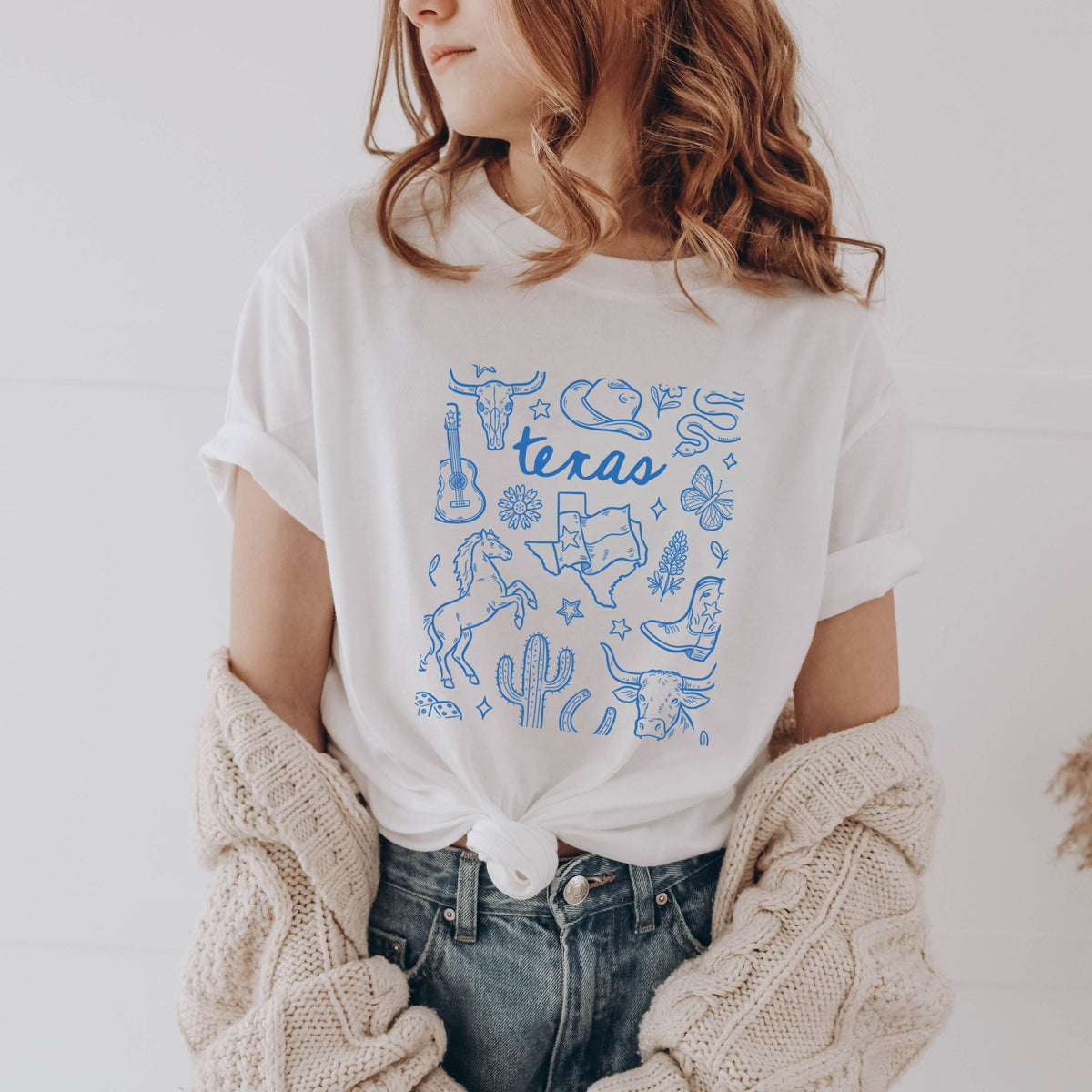 Texas Sketched Collage - Youth Short Sleeve Graphic T-Shirt
