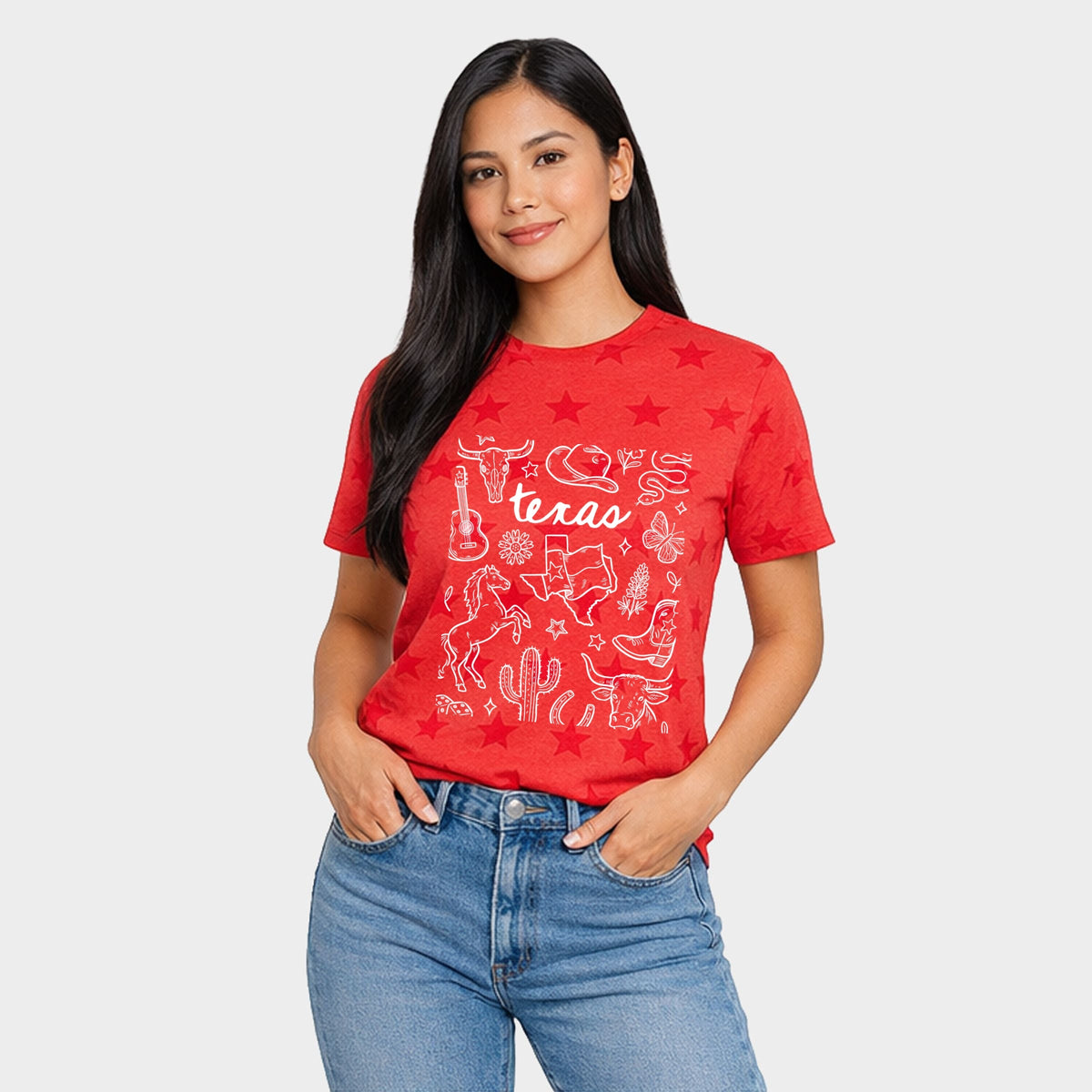 Texas Sketched Collage - Women's Short Sleeve Star Tee