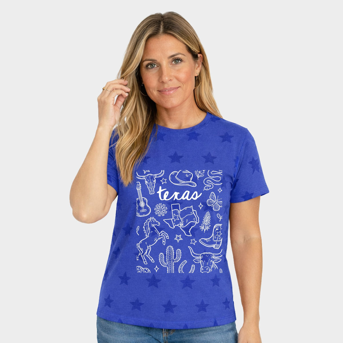 Texas Sketched Collage - Women's Short Sleeve Star Tee