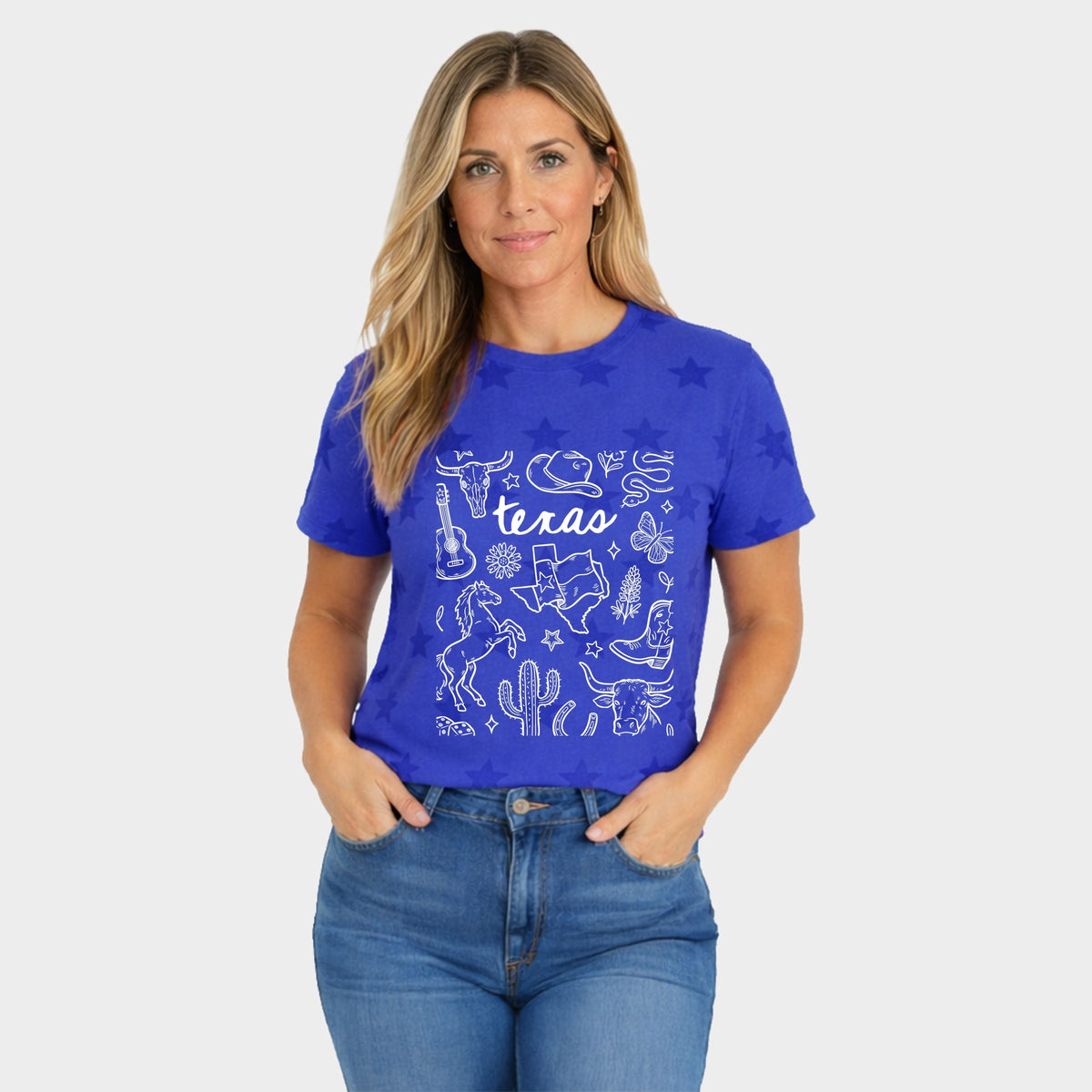 Texas Sketched Collage - Women's Short Sleeve Star Tee