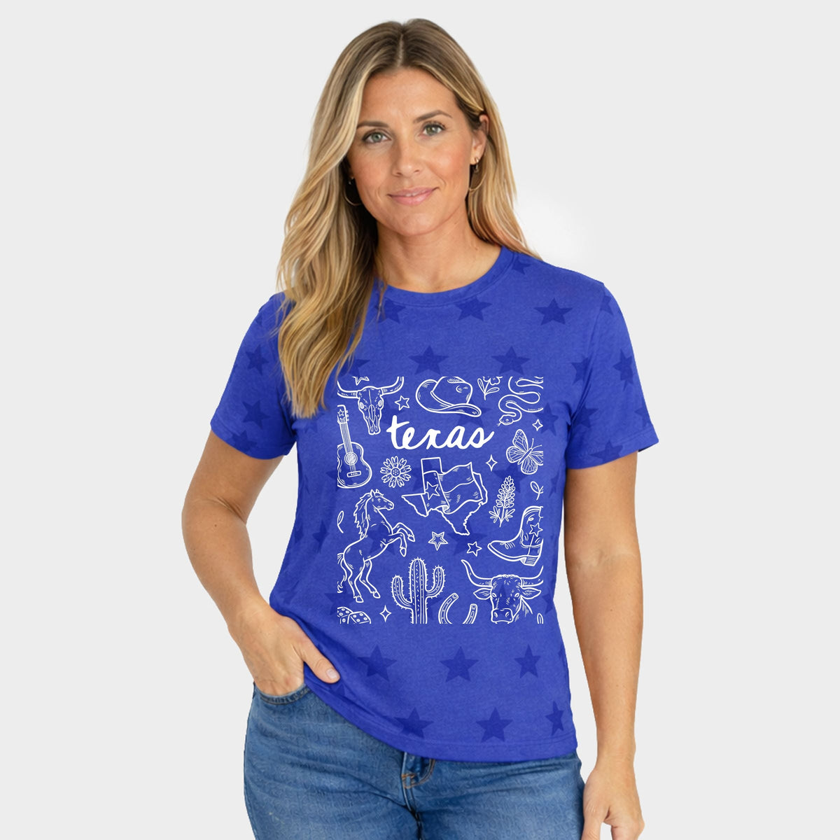 Texas Sketched Collage - Women's Short Sleeve Star Tee