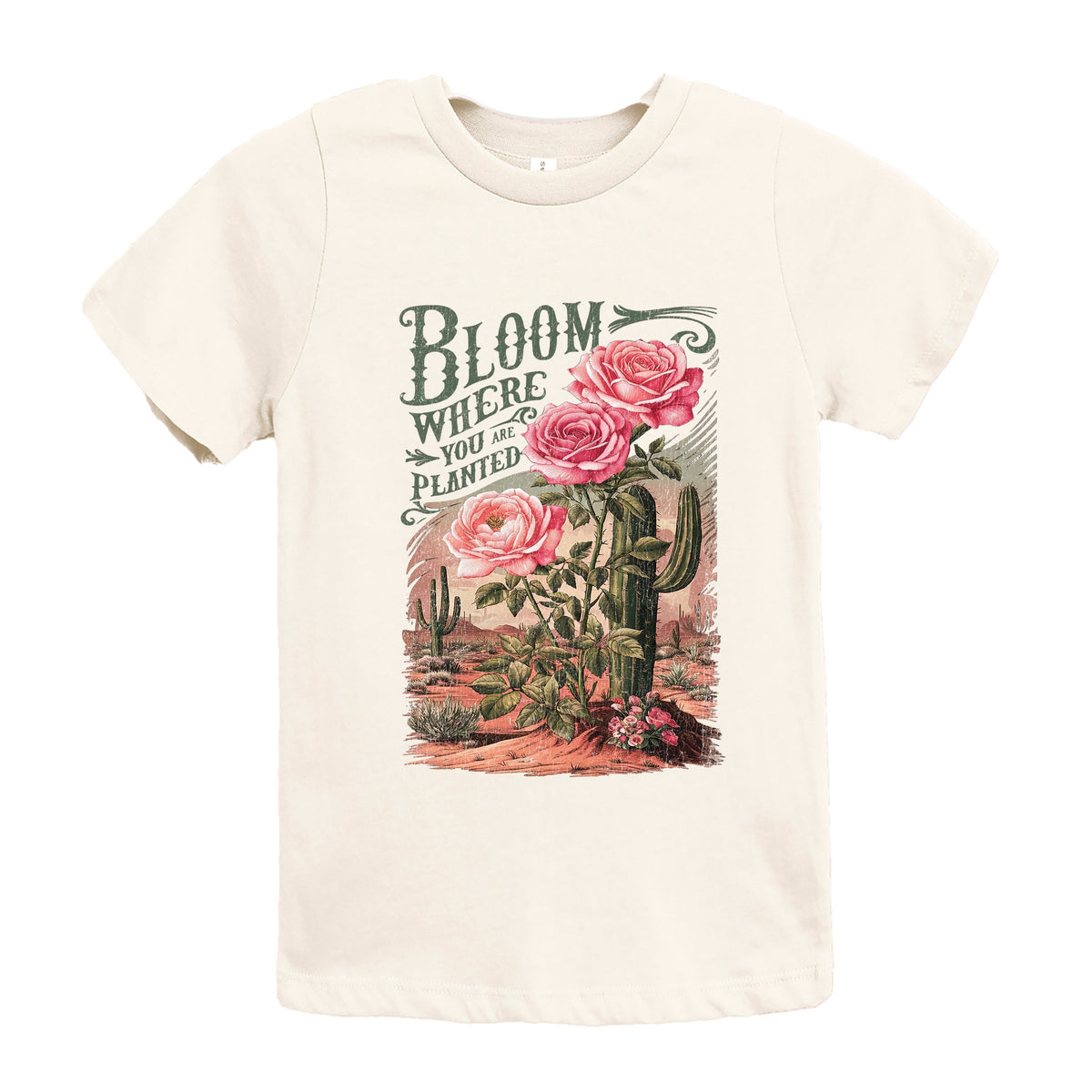 Bloom Where You Are Planted Cactus - Youth Short Sleeve Graphic T-Shirt