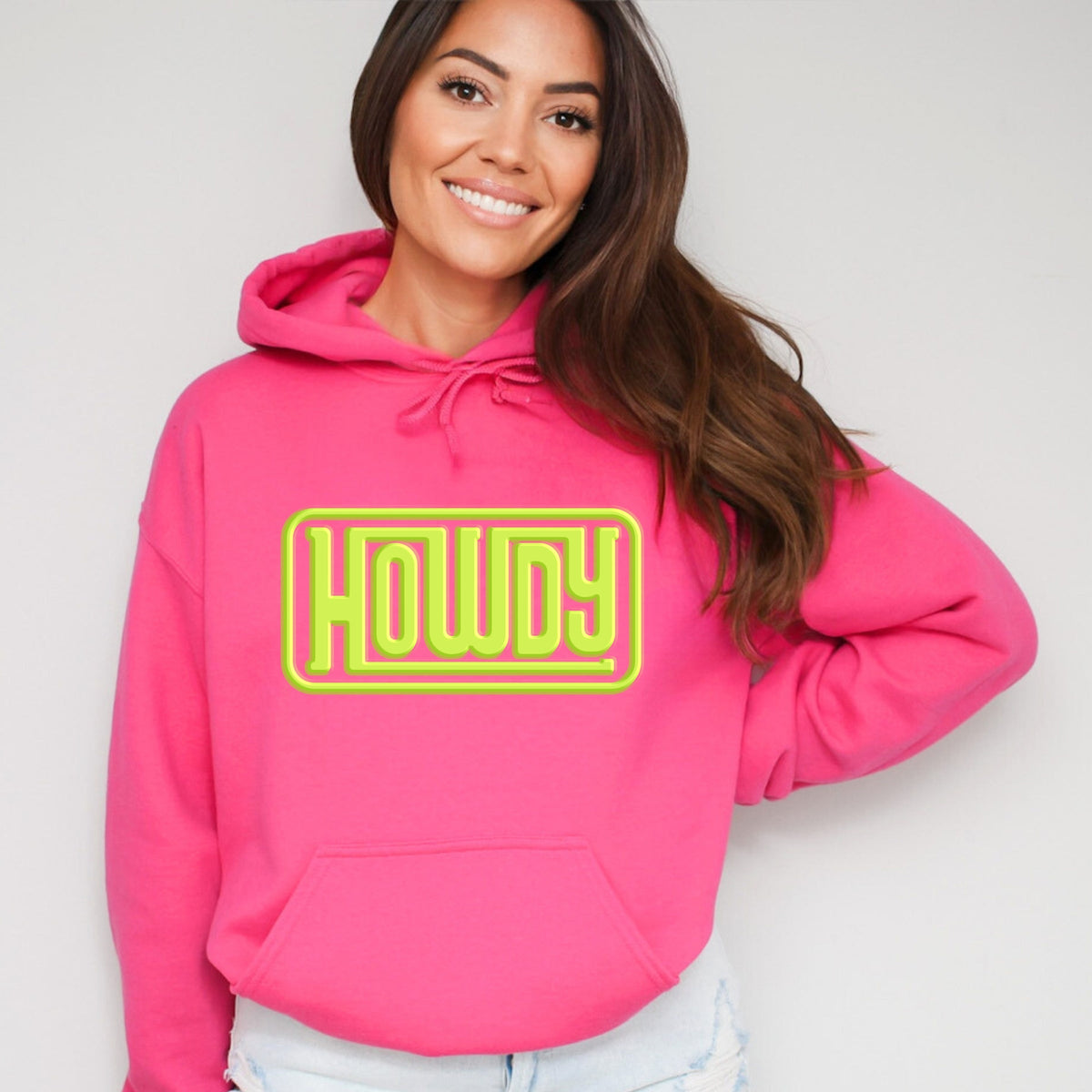 Howdy Square Puff Print - Women's Graphic Hoodie