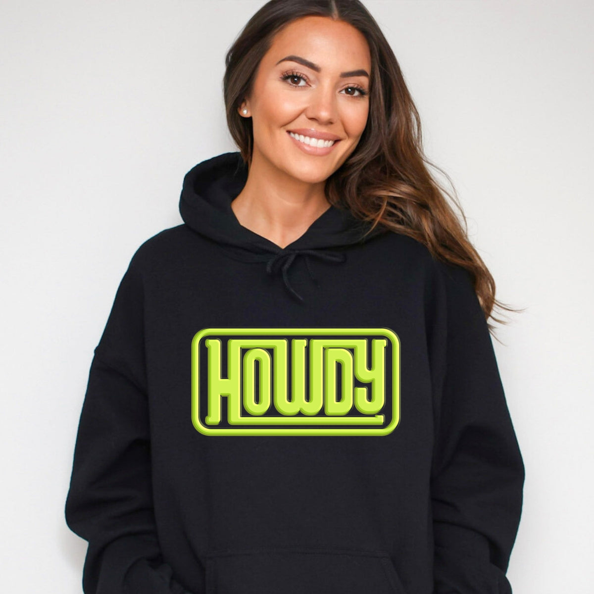 Howdy Square Puff Print - Women's Graphic Hoodie