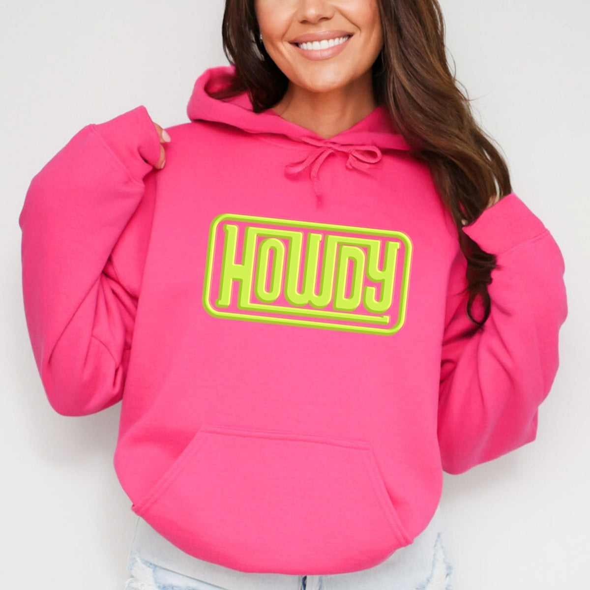 Howdy Square Puff Print - Women's Graphic Hoodie