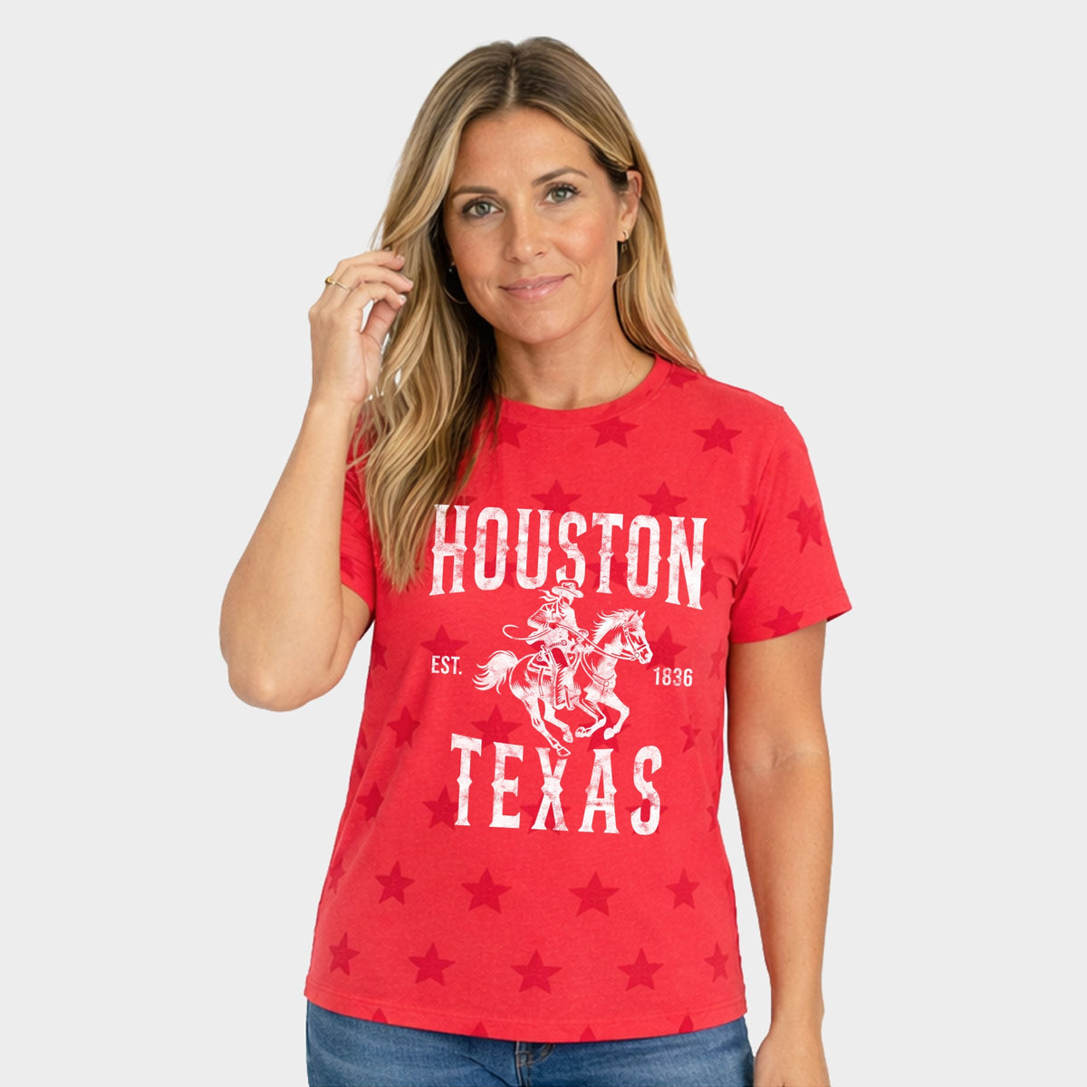 Houston Texas Cowboy Distressed - Women's Short Sleeve Star Tee
