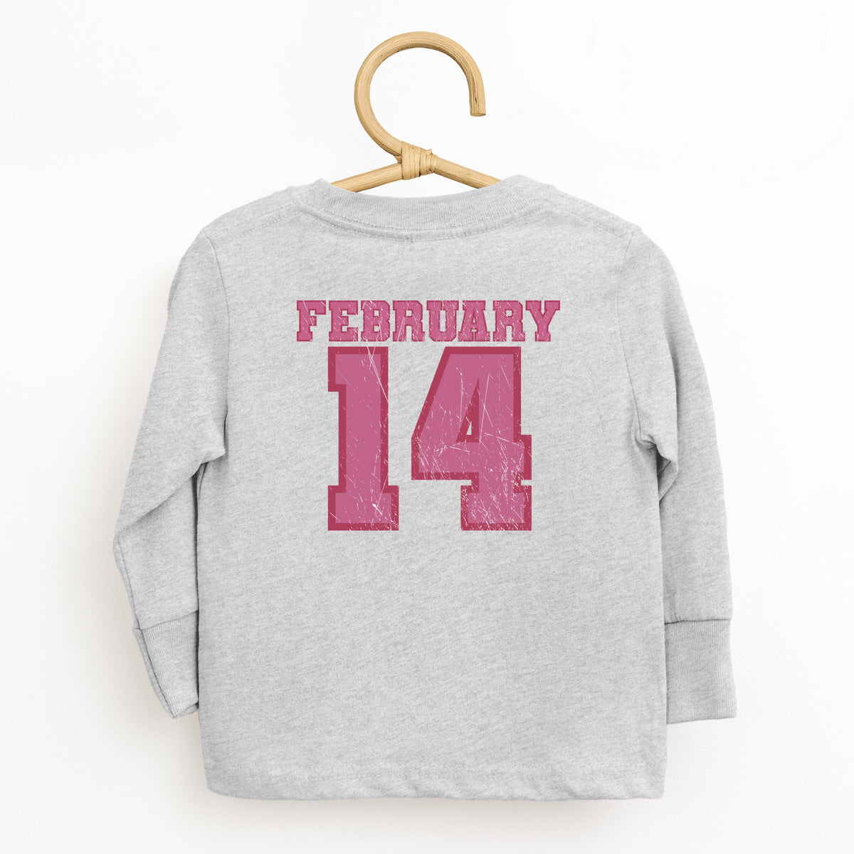 February Fourteenth Front And Back - Toddler Long Sleeve Graphic Tee
