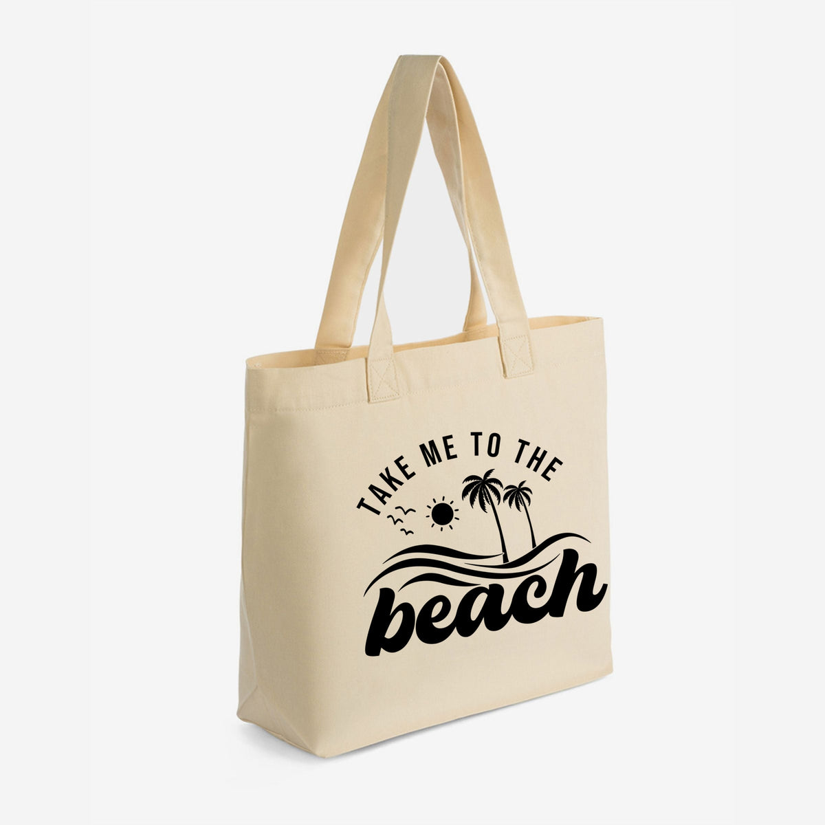 Take Me To The Beach Wave - Zippered Canvas Tote
