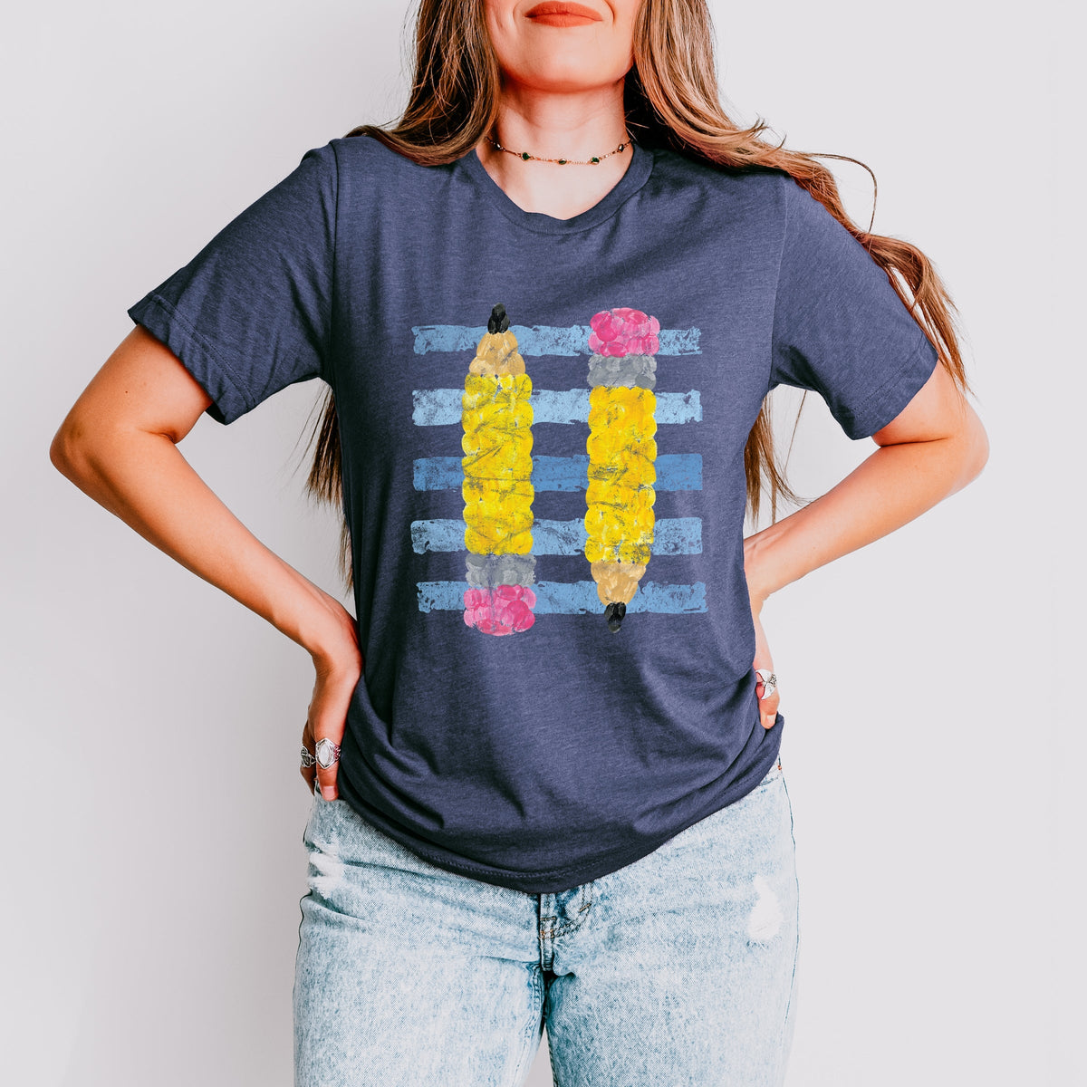 Pencil Stripes - Women's Short Sleeve Graphic T-Shirt
