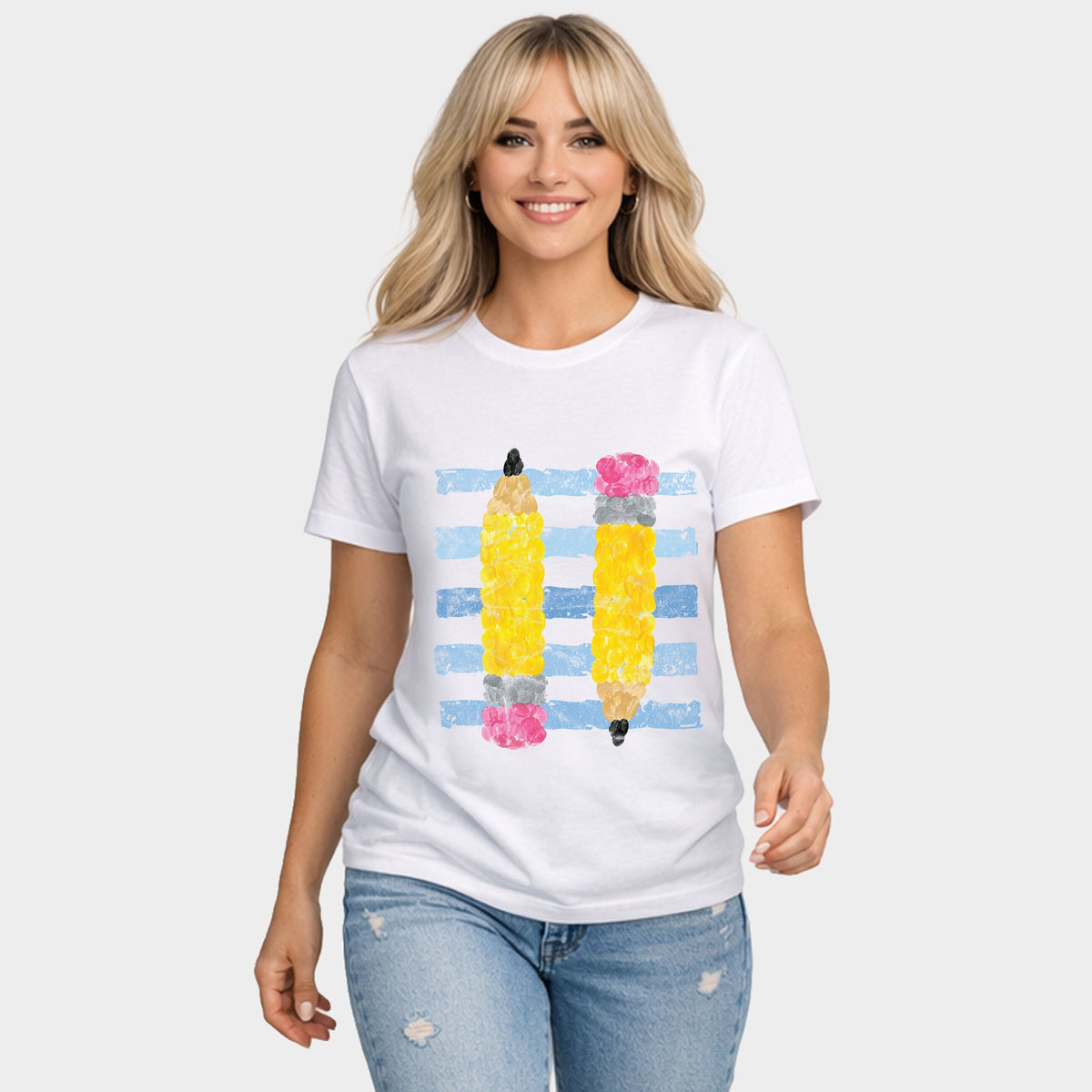 Pencil Stripes - Women's Short Sleeve Graphic T-Shirt