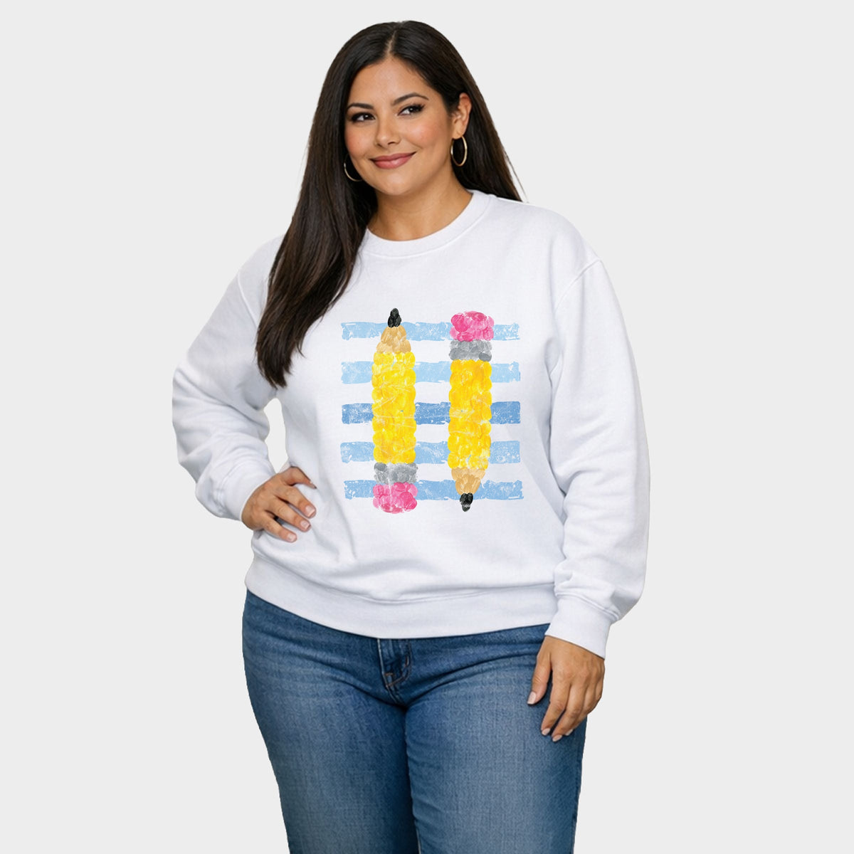 Pencil Stripes -  Women's Plus Sized Graphic Sweatshirt