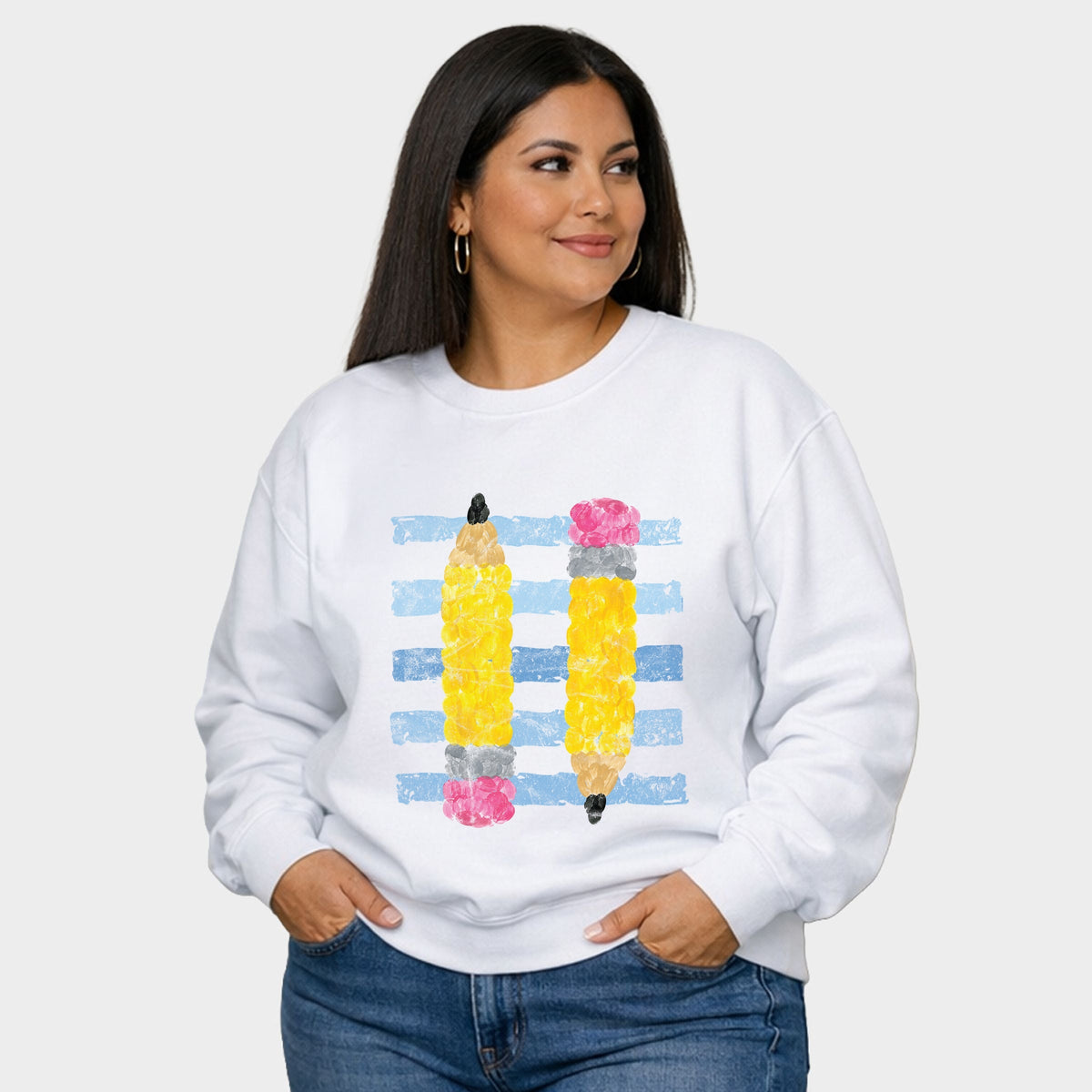 Pencil Stripes -  Women's Plus Sized Graphic Sweatshirt