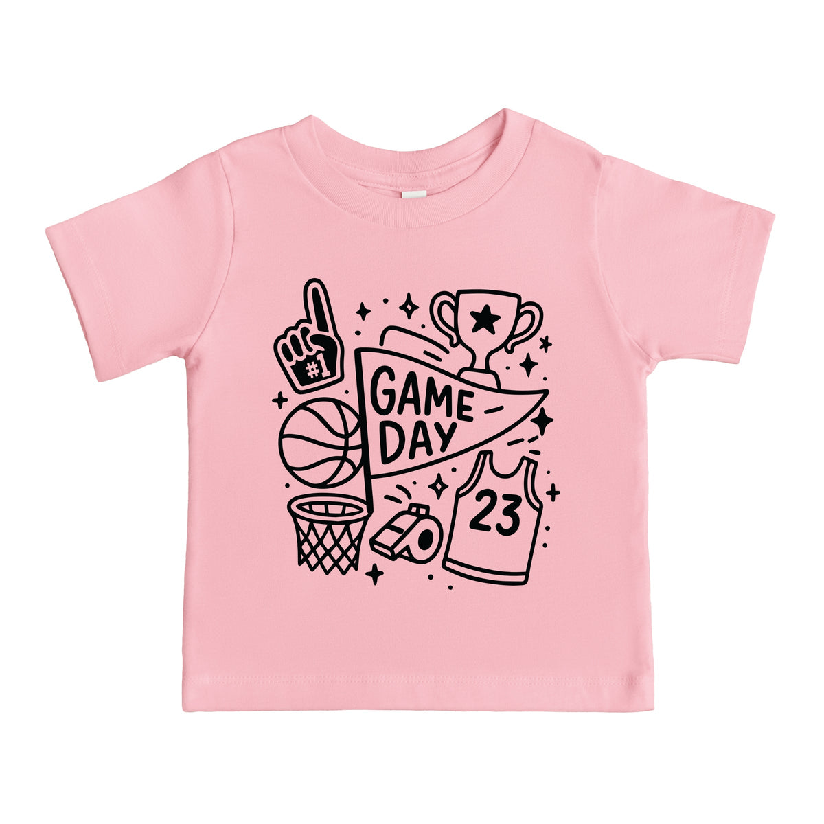 Basketball Game Day Doodles - Toddler Short Sleeve Graphic T-Shirt