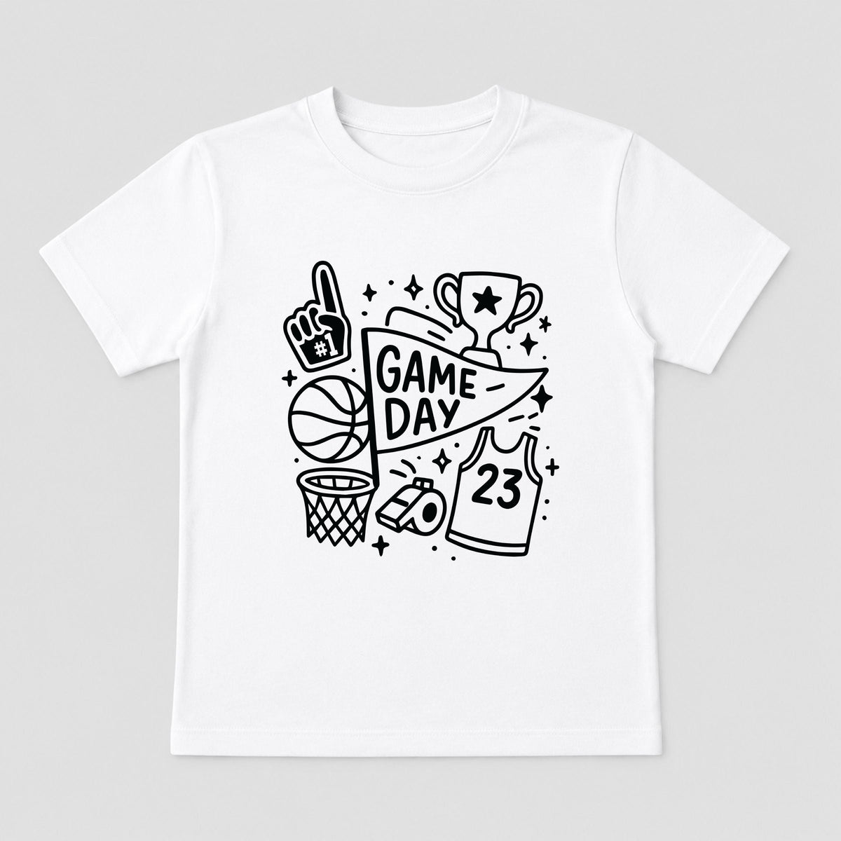 Basketball Game Day Doodles - Toddler Short Sleeve Graphic T-Shirt