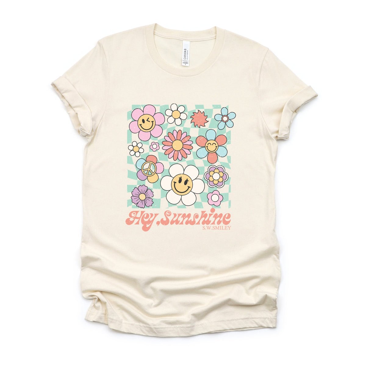 S.W.Smiley Hey Sunshine Flowers - Womens Short Sleeve Tee