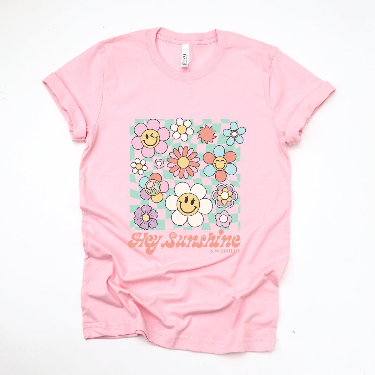 S.W.Smiley Hey Sunshine Flowers - Womens Short Sleeve Tee