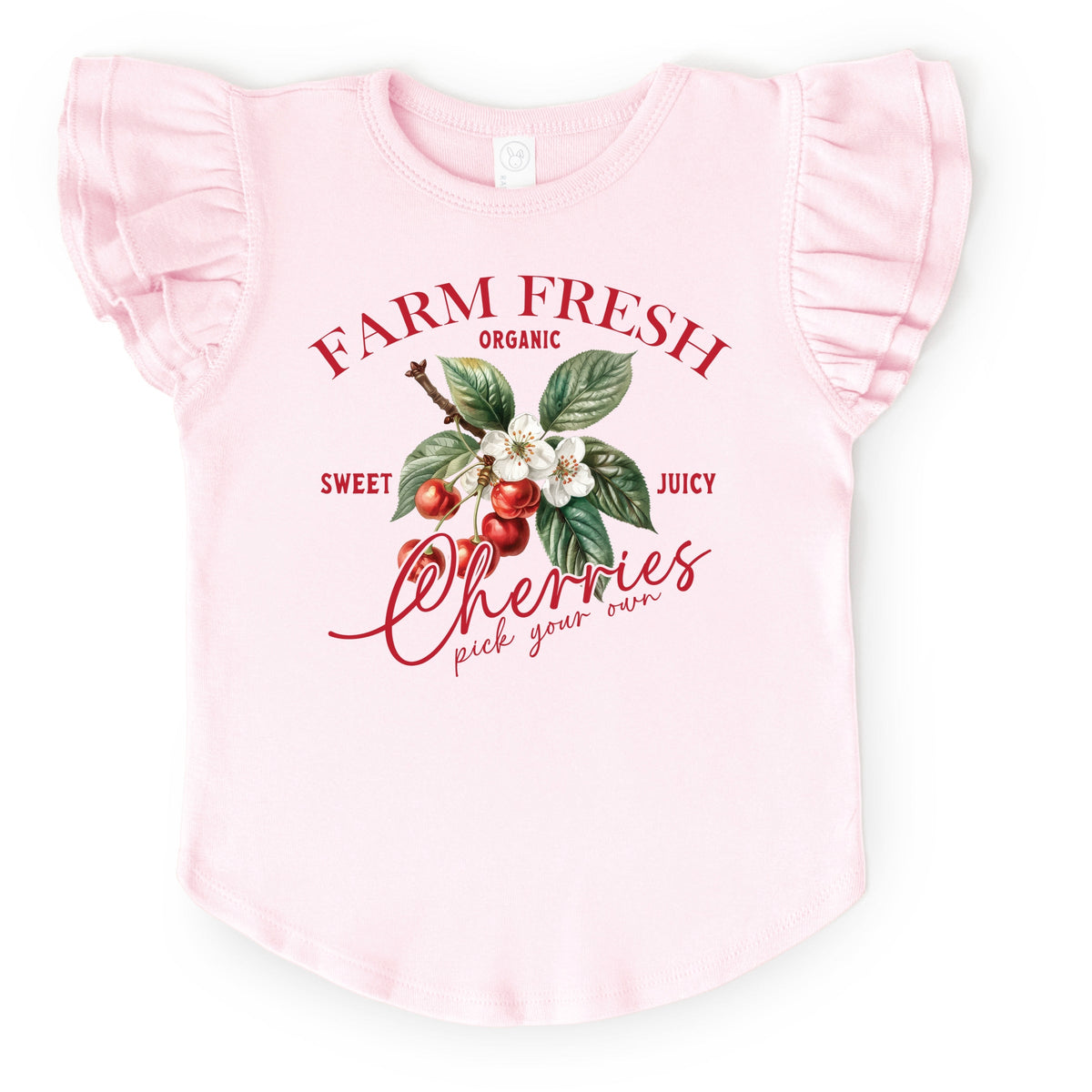 Farm Fresh Cherries - Flutter Sleeve Graphic T-Shirt