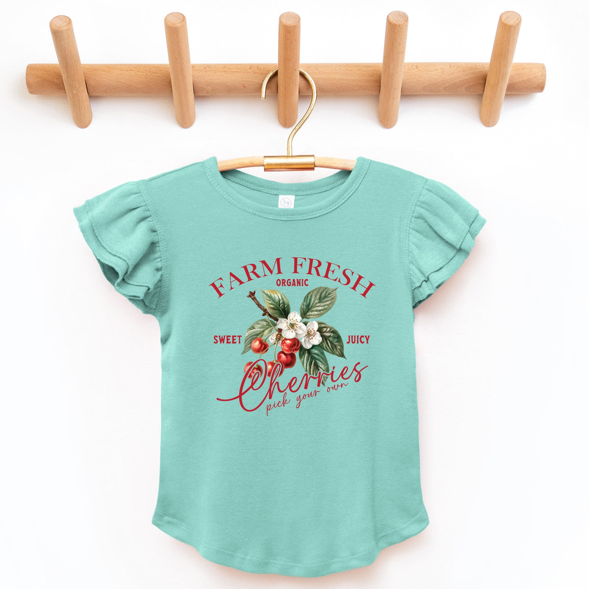 Farm Fresh Cherries - Flutter Sleeve Graphic T-Shirt