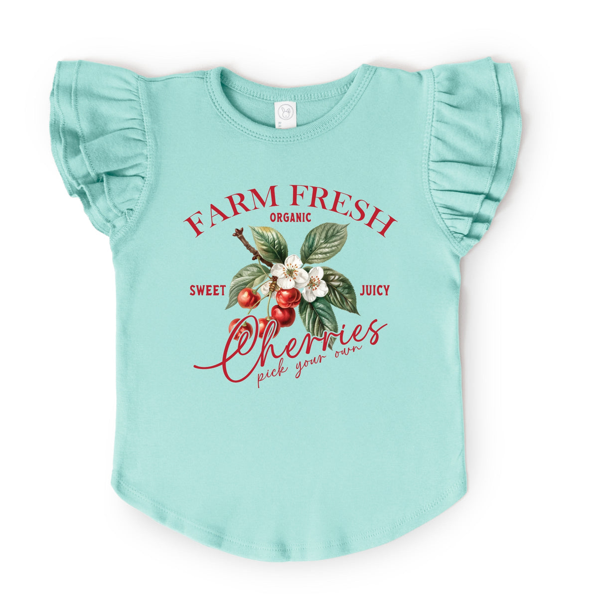 Farm Fresh Cherries - Flutter Sleeve Graphic T-Shirt