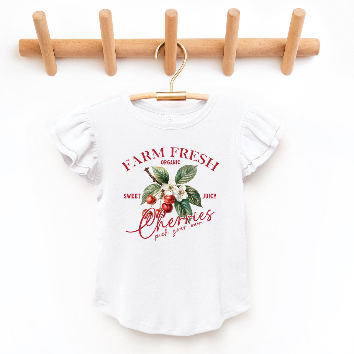 Farm Fresh Cherries - Flutter Sleeve Graphic T-Shirt