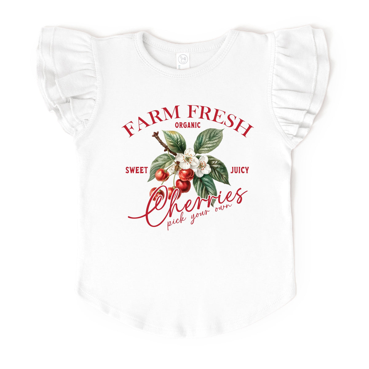 Farm Fresh Cherries - Flutter Sleeve Graphic T-Shirt