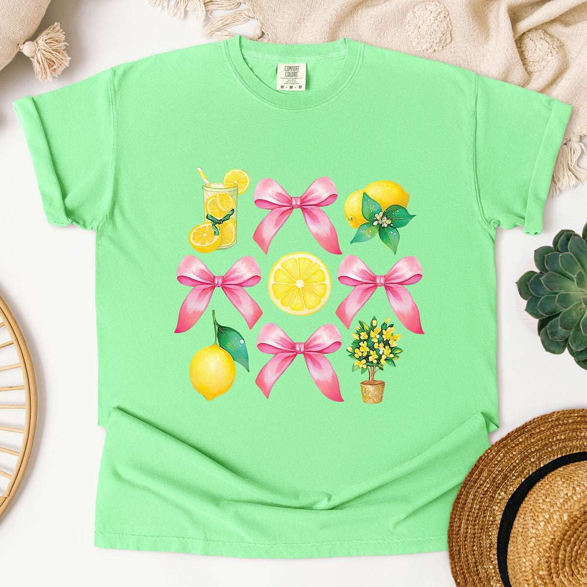 Coquette Lemonade Chart - Women's Garment Dyed Graphic T-Shirt