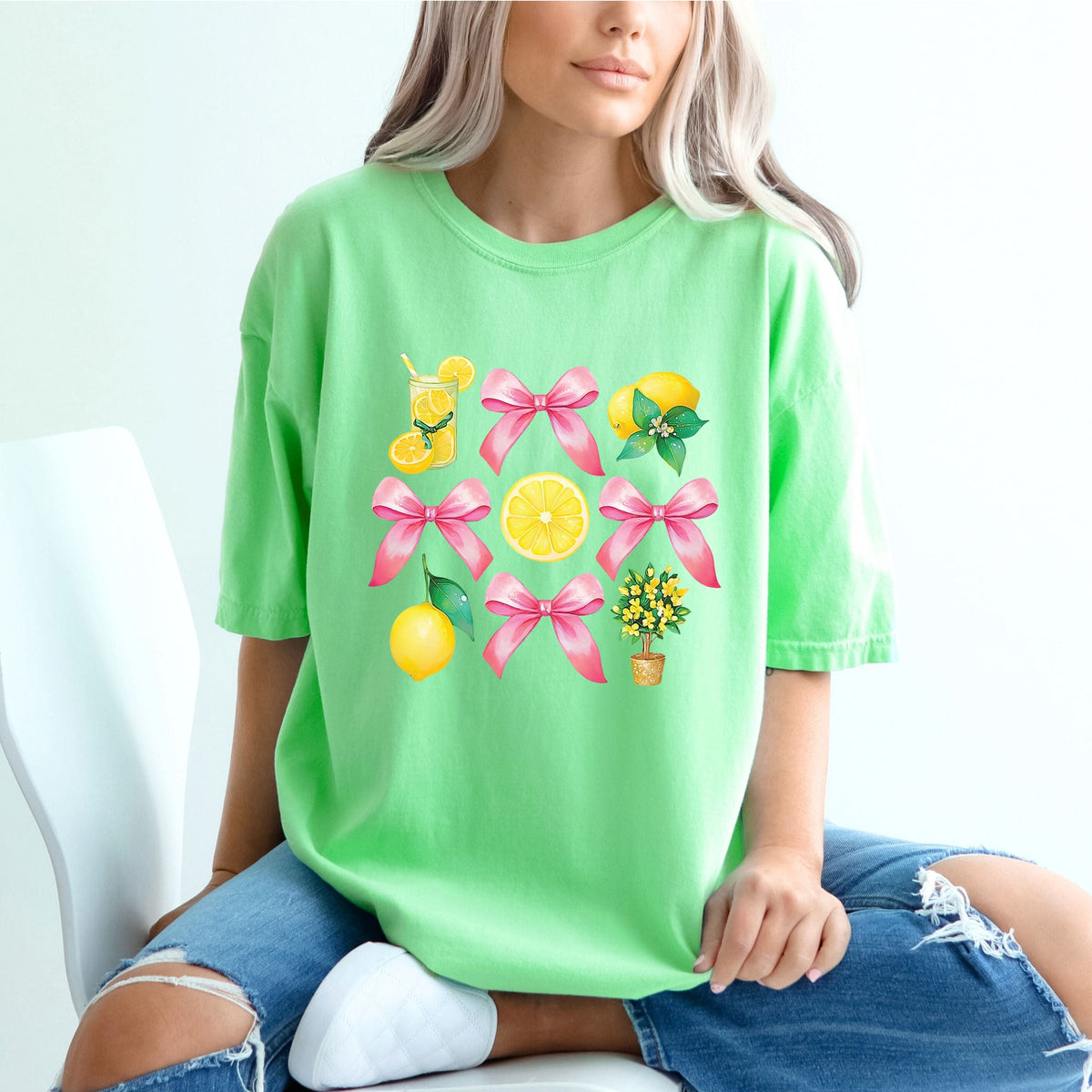 Coquette Lemonade Chart - Women's Garment Dyed Graphic T-Shirt