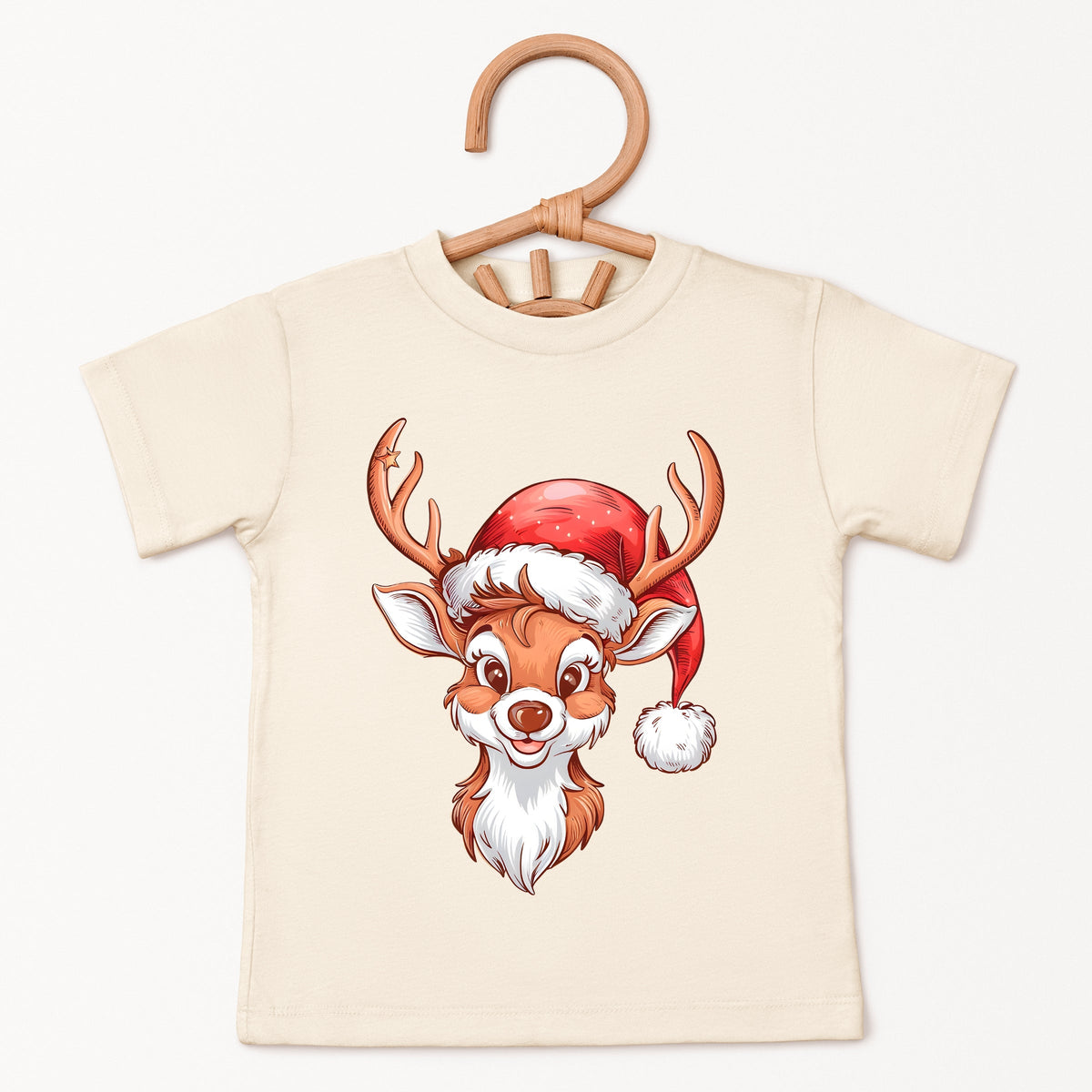 Cute Reindeer Head - Toddler Short Sleeve Graphic T-Shirt