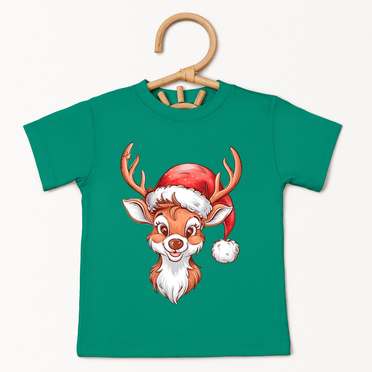 Cute Reindeer Head - Toddler Short Sleeve Graphic T-Shirt