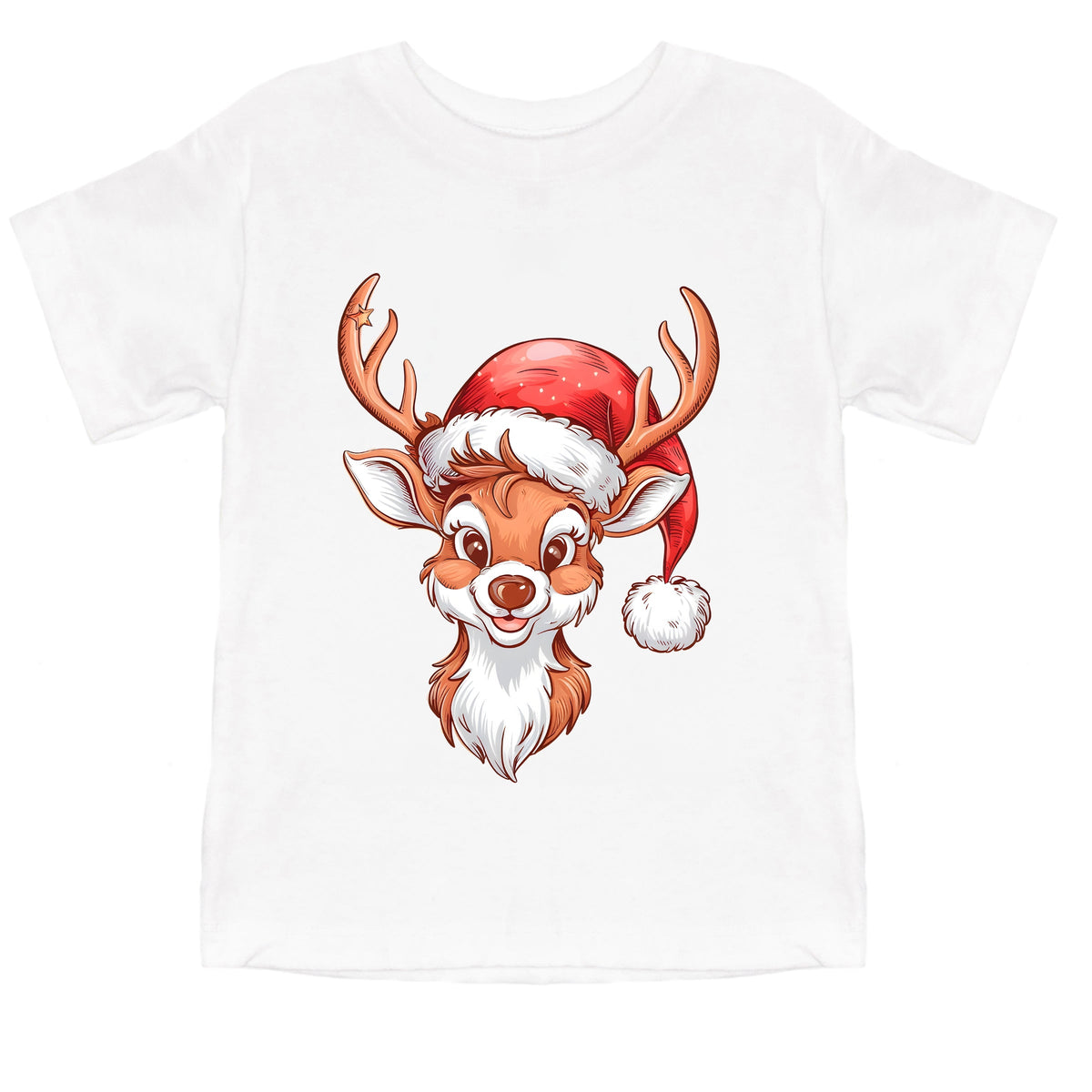 Cute Reindeer Head - Toddler Short Sleeve Graphic T-Shirt