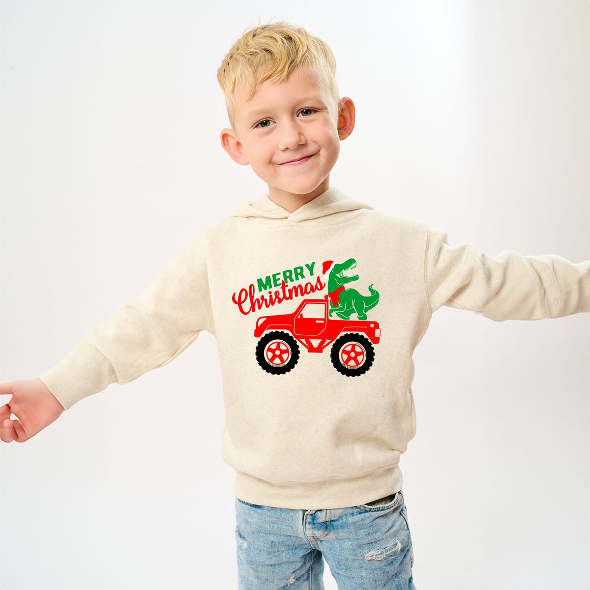 Christmas Dino Truck - Toddler Hoodie