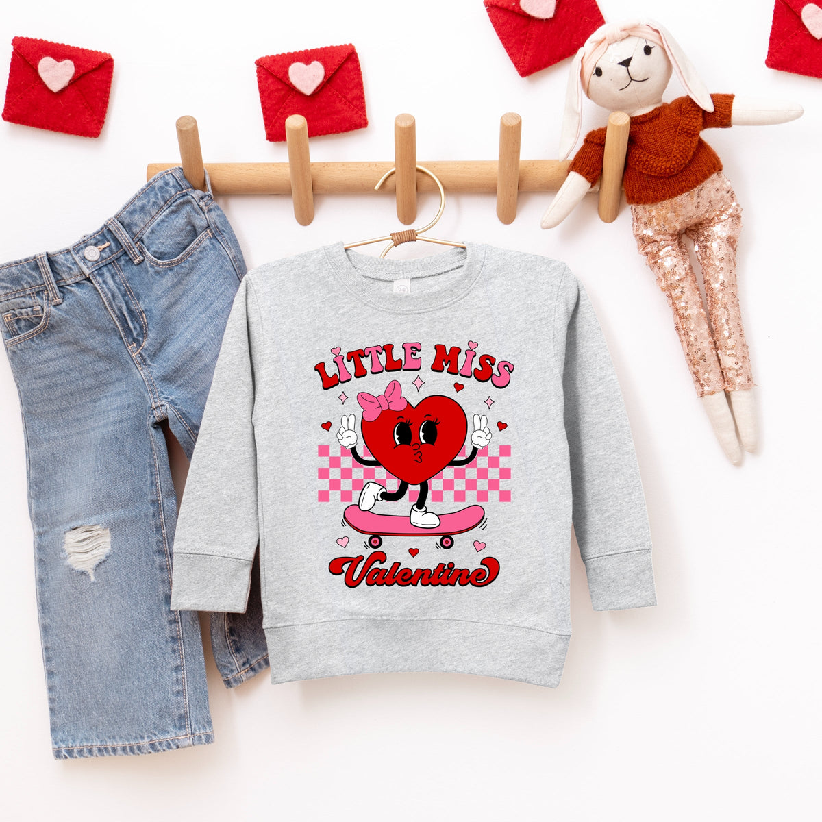 Little Miss Valentine Skateboard - Toddler Graphic Sweatshirt