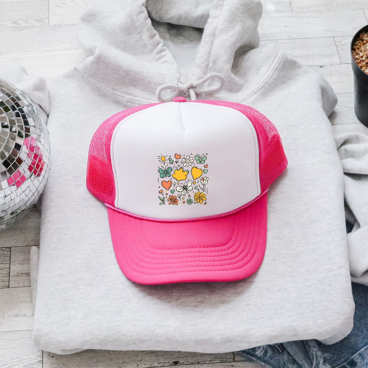 Flowers and Butterflies - Youth Graphic Foam Trucker Hat