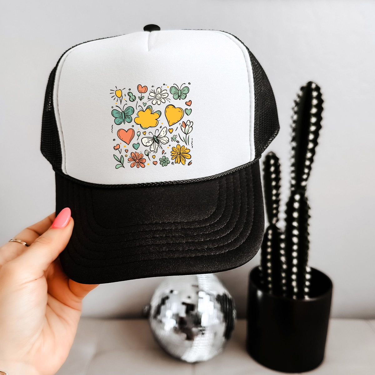 Flowers and Butterflies - Youth Graphic Foam Trucker Hat