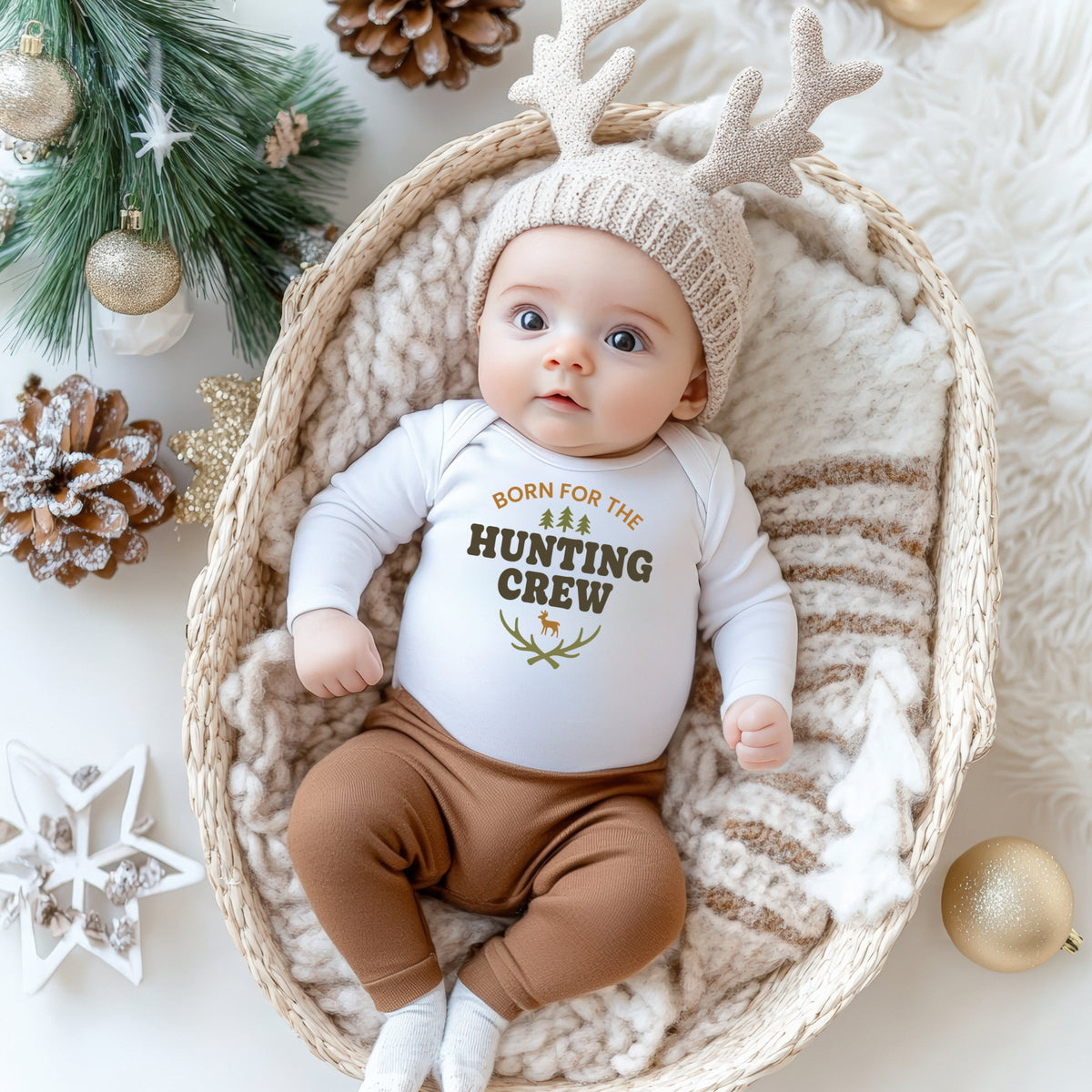 Born For The Hunting Crew - Baby Long Sleeve Bodysuit