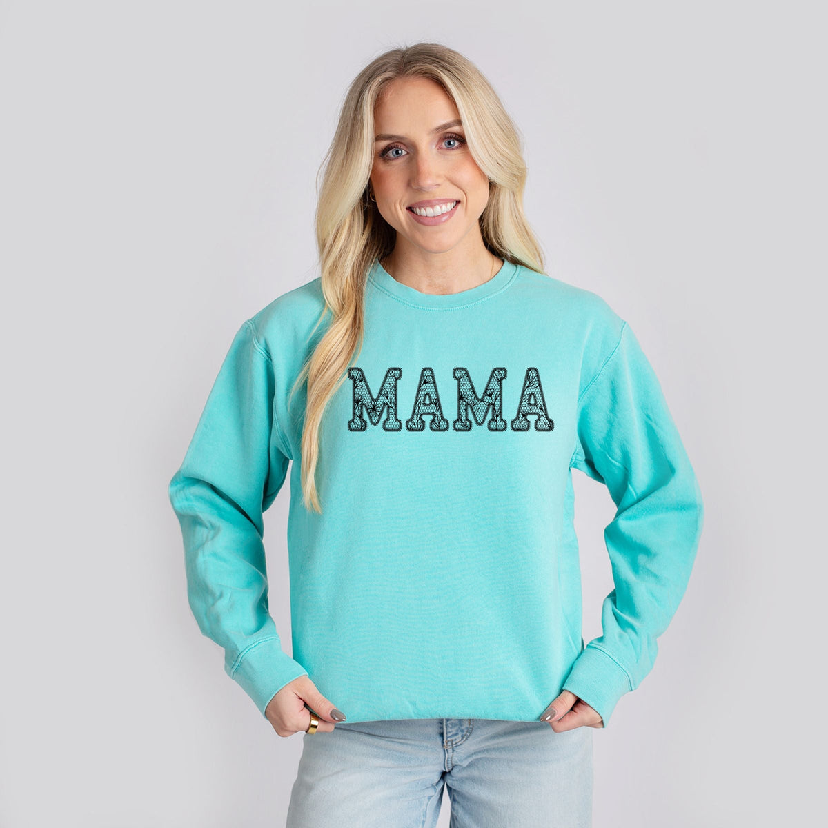 Mama Faux Lace - Women's Lightweight Garment Dyed Sweatshirt