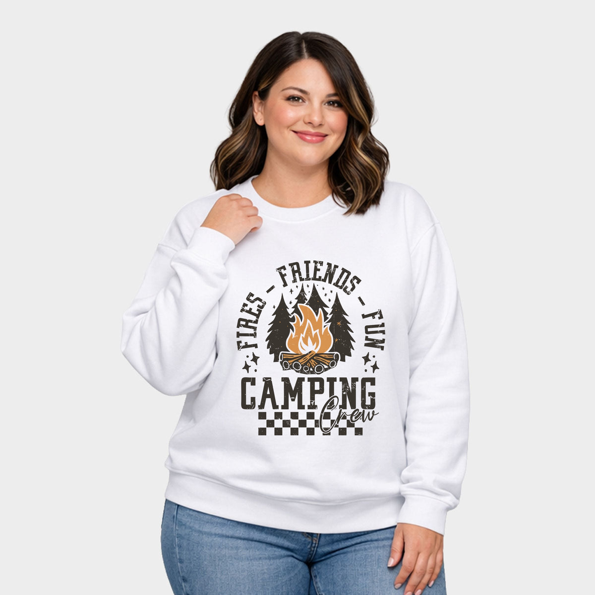 Fires Friends Fun - Women's Plus Sized Graphic Sweatshirt