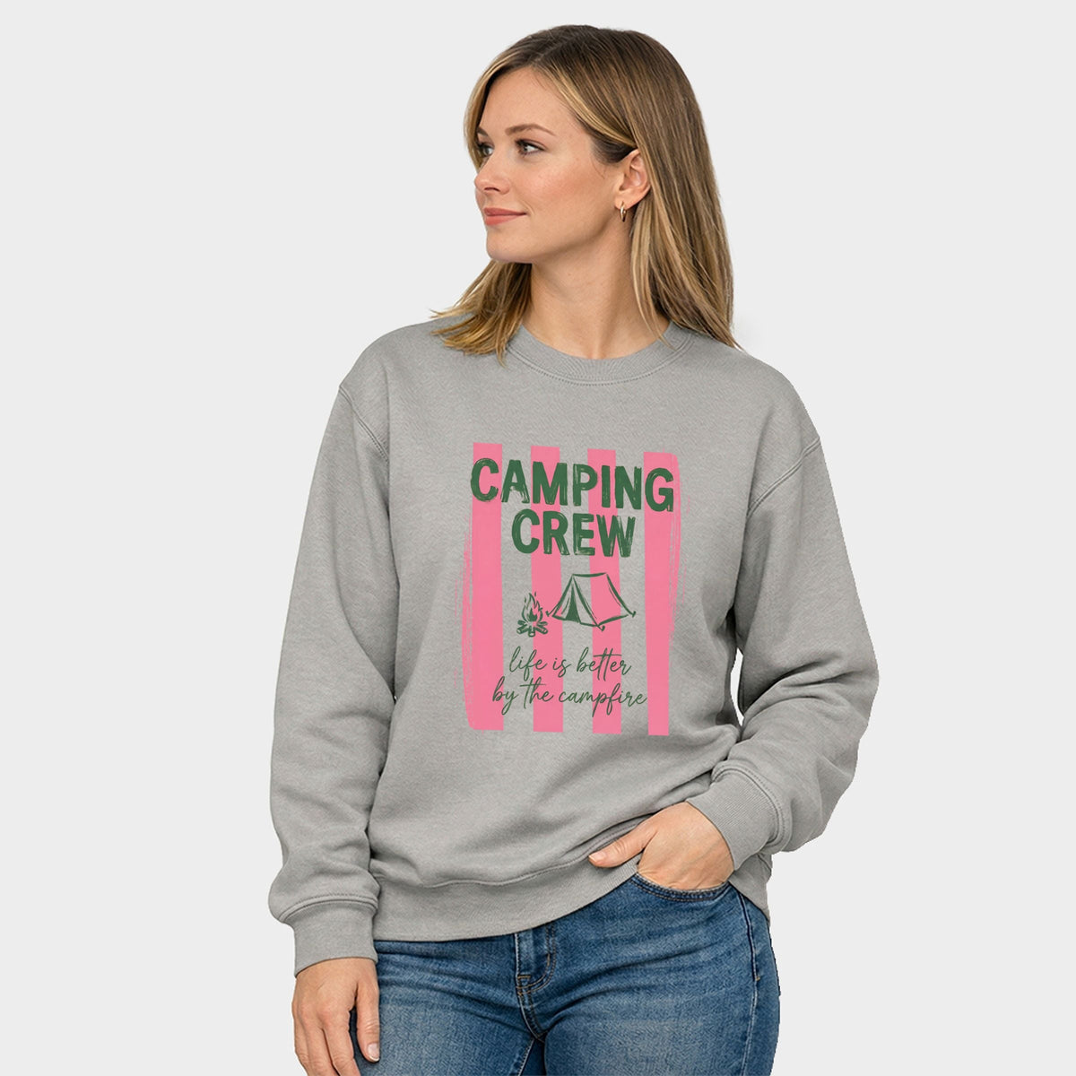 Camping Crew Stripes - Women's Graphic Sweatshirt