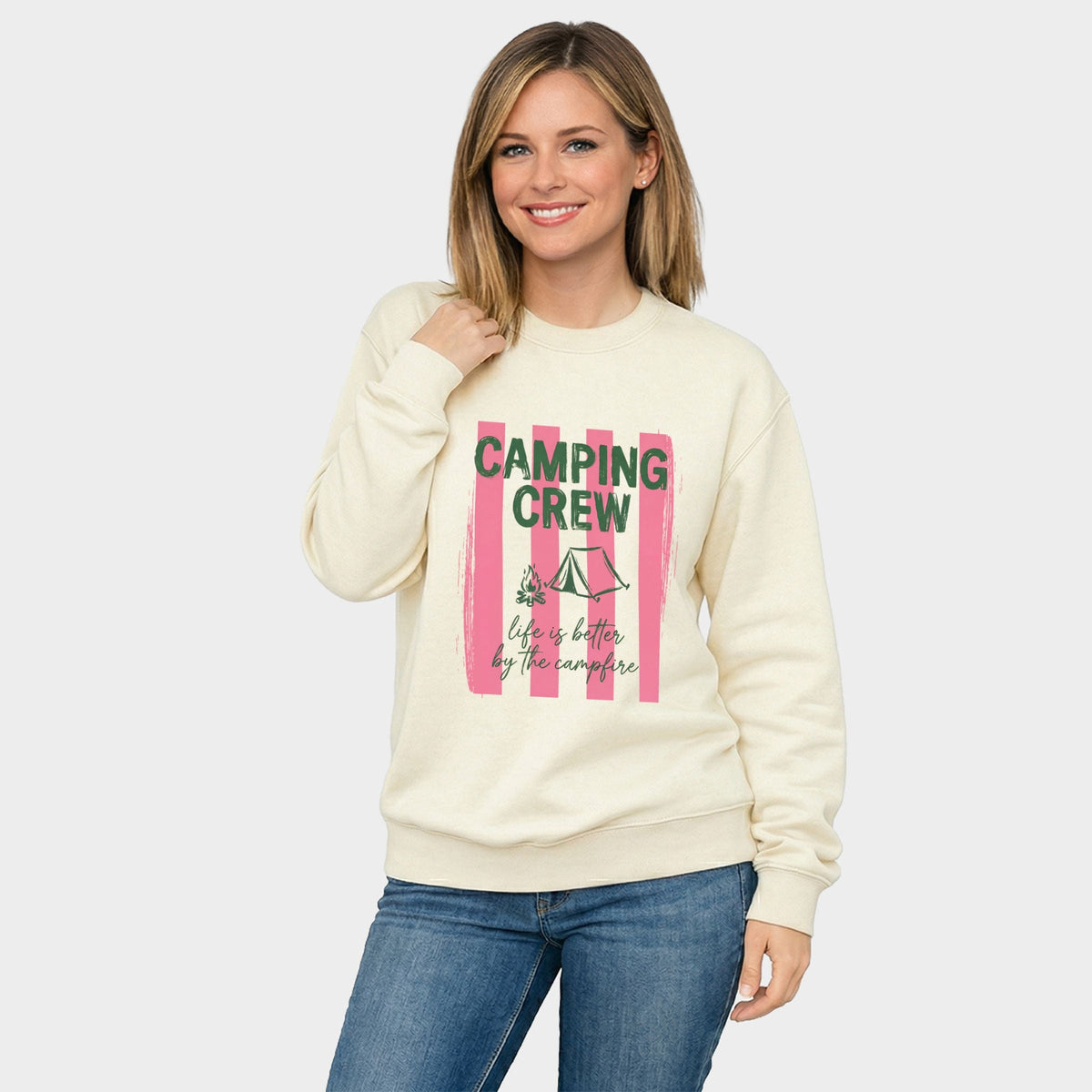 Camping Crew Stripes - Women's Graphic Sweatshirt