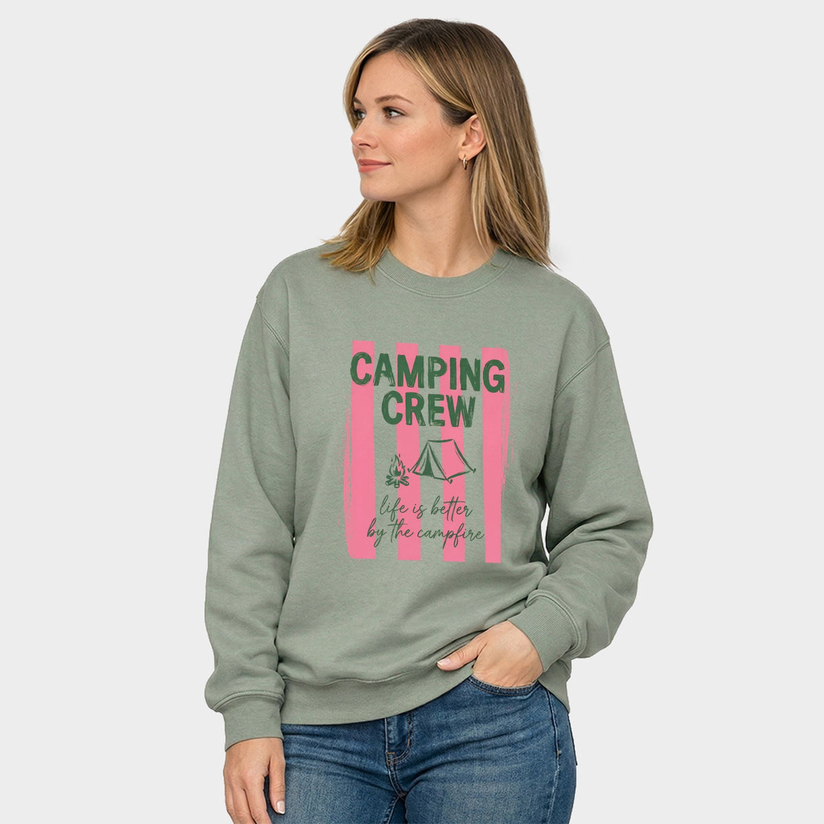 Camping Crew Stripes - Women's Graphic Sweatshirt