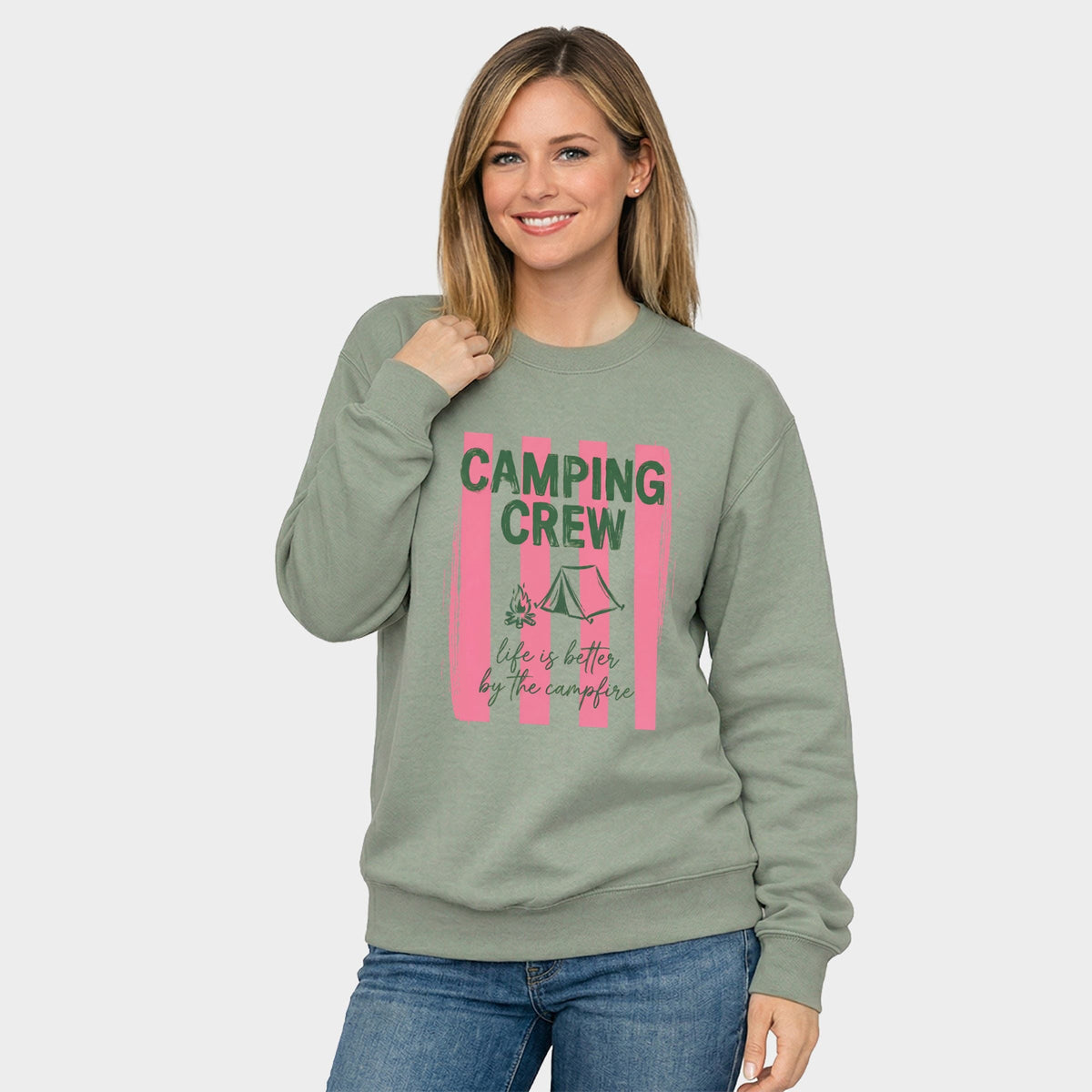 Camping Crew Stripes - Women's Graphic Sweatshirt