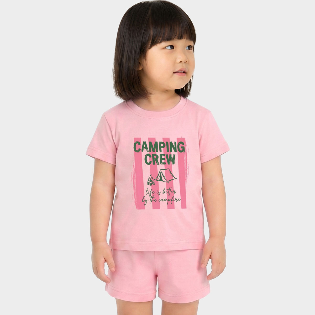 Camping Crew Stripes - Toddler Crew Shorts Set