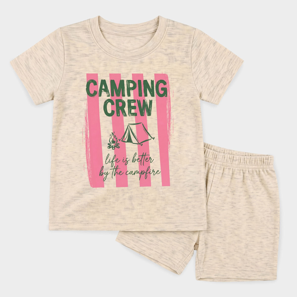 Camping Crew Stripes - Toddler Crew Shorts Set