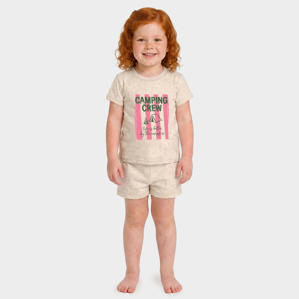 Camping Crew Stripes - Toddler Crew Shorts Set
