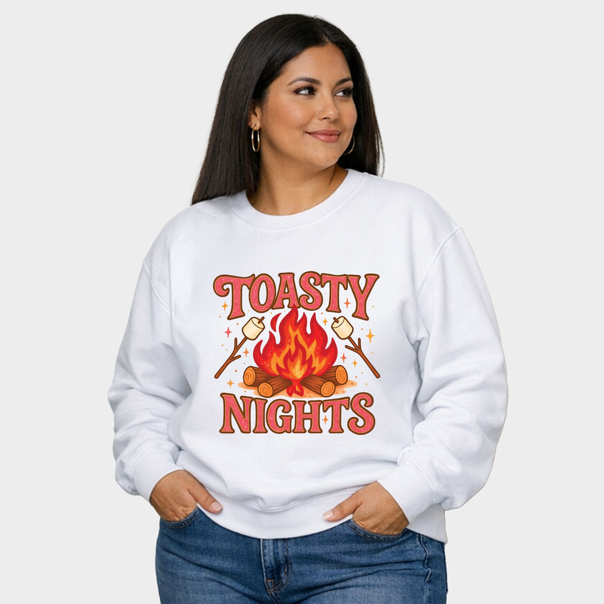 Toasty Nights Marshmallow - Women's Plus Sized Graphic Sweatshirt