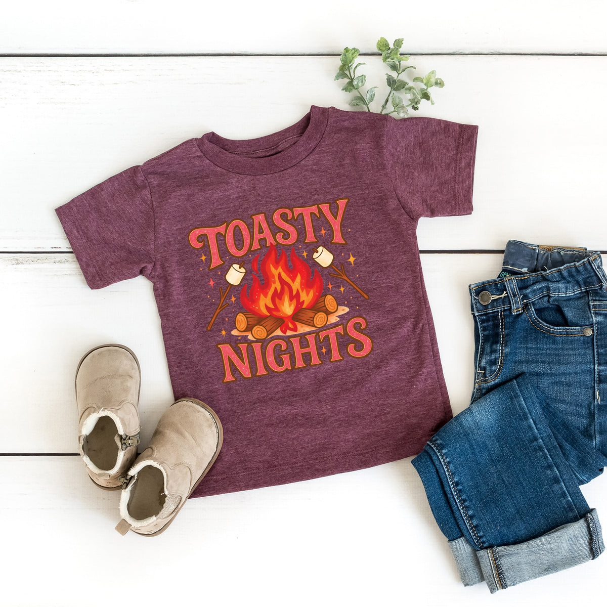 Toasty Nights Marshmallow - Toddler Short Sleeve Graphic T-Shirt