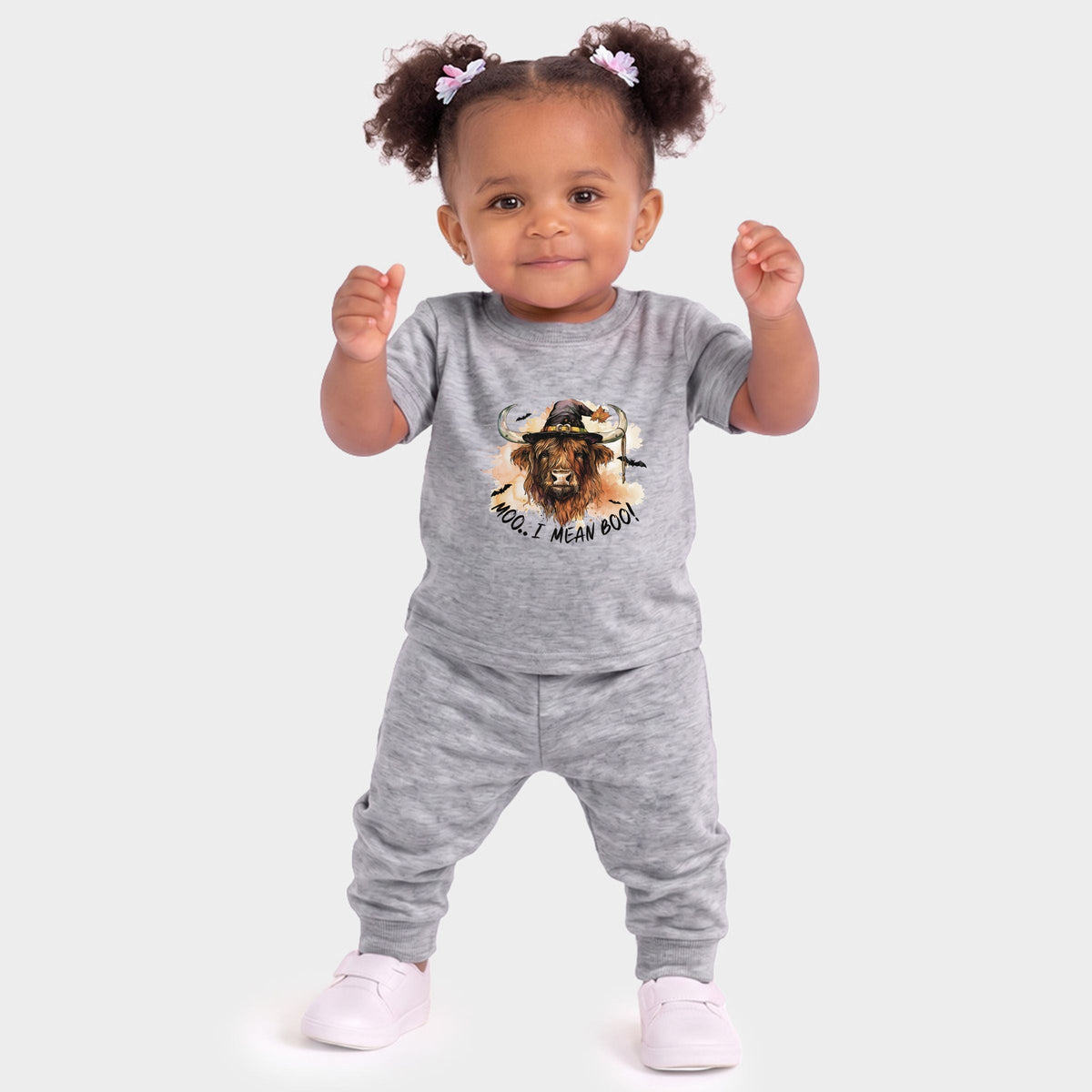 I Mean Boo Longhorn Cow - Infant Jogger Pant Crew Set