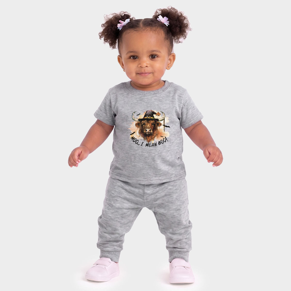 I Mean Boo Longhorn Cow - Infant Jogger Pant Crew Set